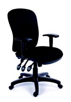 MAYAH Kancelárska stolička, s nastaviteľnými opierkami, čierne čalúnenie, čierny podstavec, MaYA